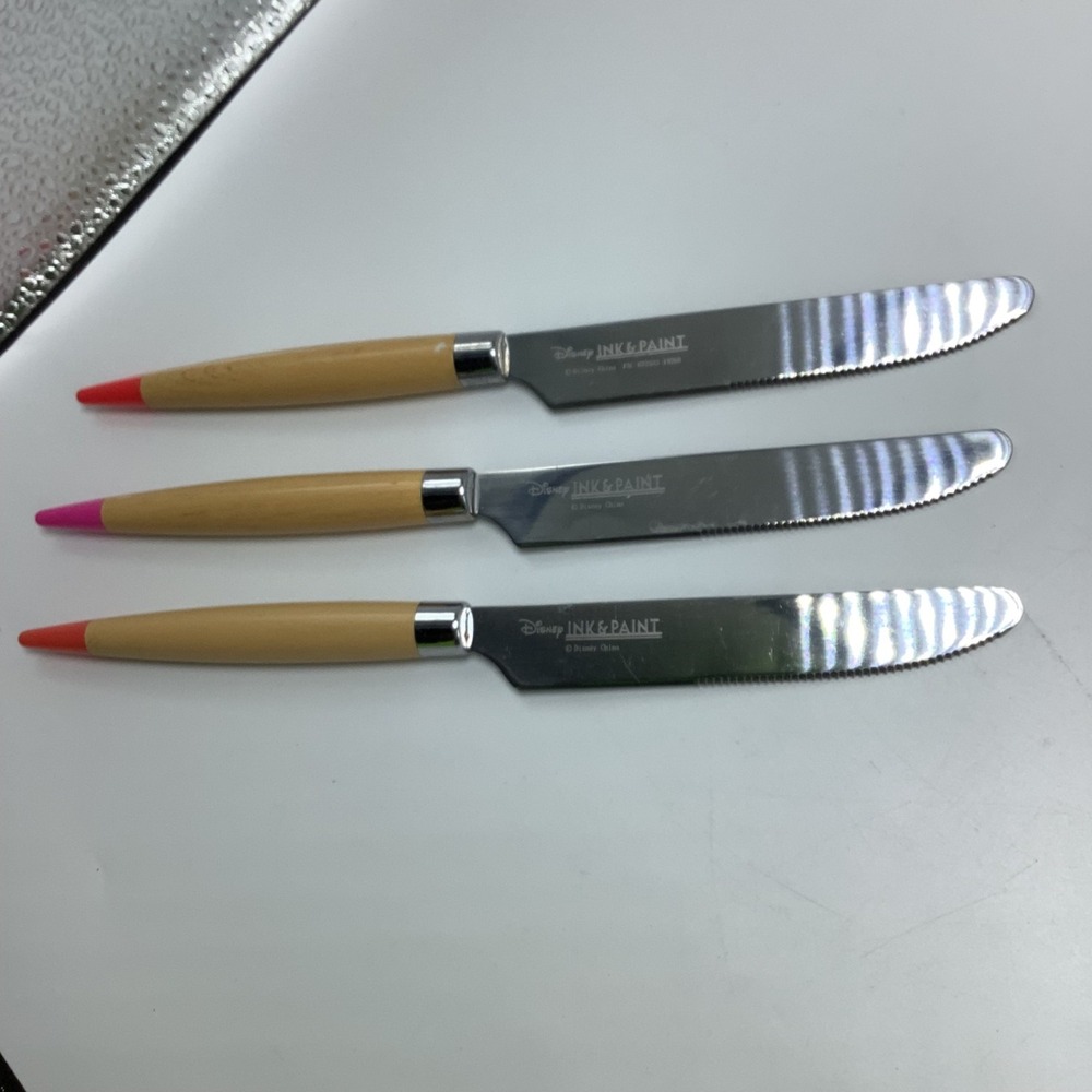 Disney Parks Ink & Paint Flatware 11 Piece Wood like Handles Colorful Paint Ends - Picture 3 of 5
